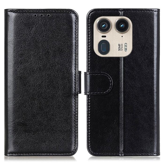 Bild 1, Motorola Edge 50 Ultra 5G Crazy Horse Läder Fodral Svart