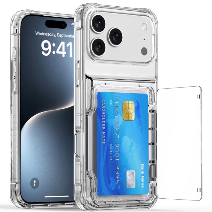 Bild 2, iPhone 17 Pro Max Skal Kickstand Med Kortfack Transparent
