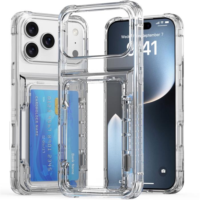 Bild 3, iPhone 17 Pro Max Skal Kickstand Med Kortfack Transparent