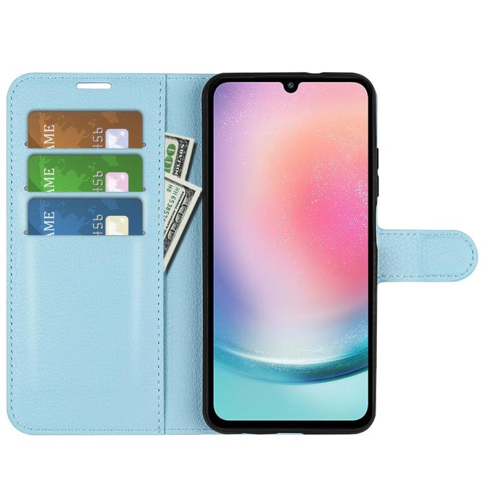 Bild 2, Samsung Galaxy A25 5G Fodral Litchi Läder Ljus Blå