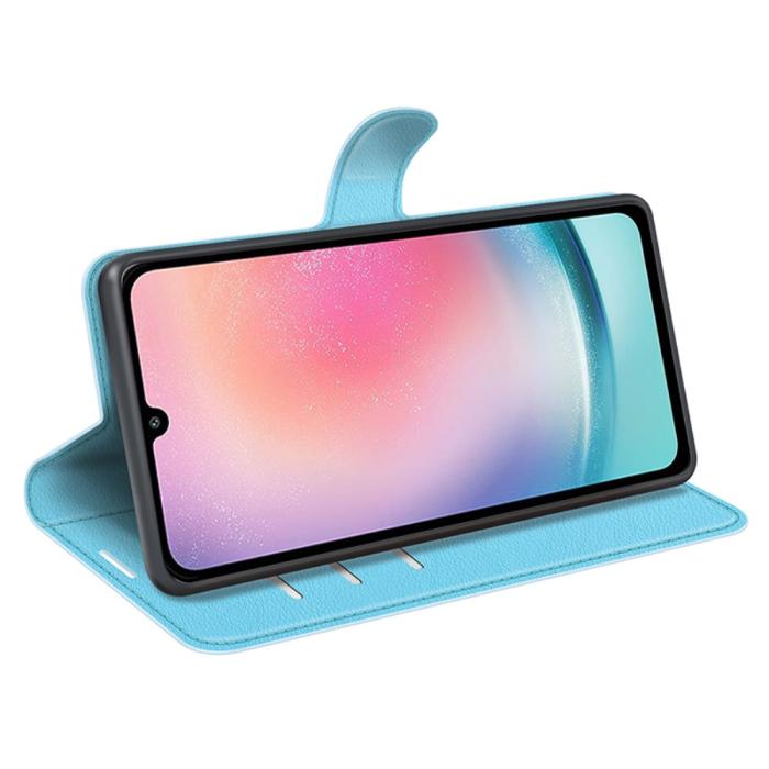 Bild 3, Samsung Galaxy A25 5G Fodral Litchi Läder Ljus Blå