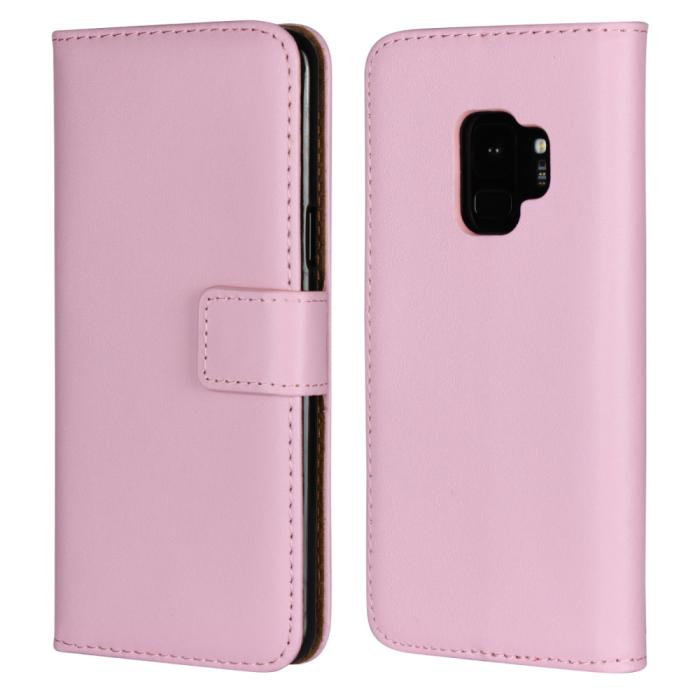 Bild 1, Samsung Galaxy S9 - Plånboksfodral I Äkta Läder - Ljus Rosa
