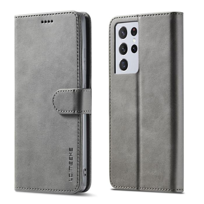 Bild 4, Samsung Galaxy S21 Ultra - LC.IMEEKE Läder Fodral - Grå