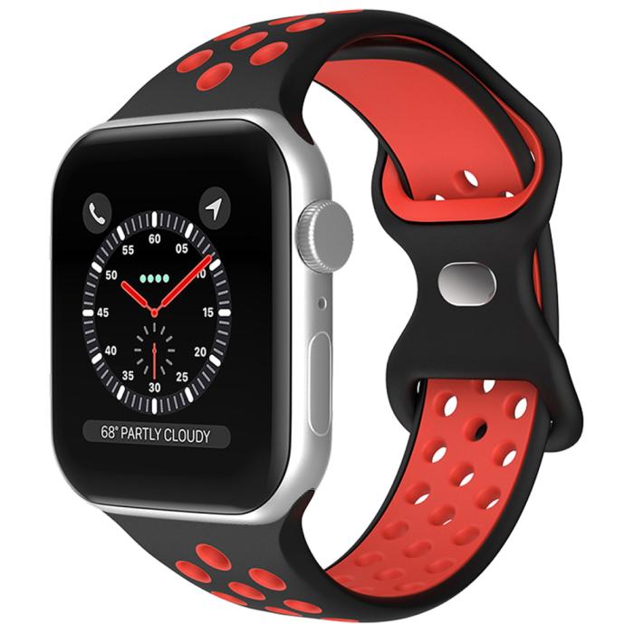 Bild 2, Sportarmband Dual-Color Apple Watch 42/44/45/49 mm (M/L) Svart/Röd
