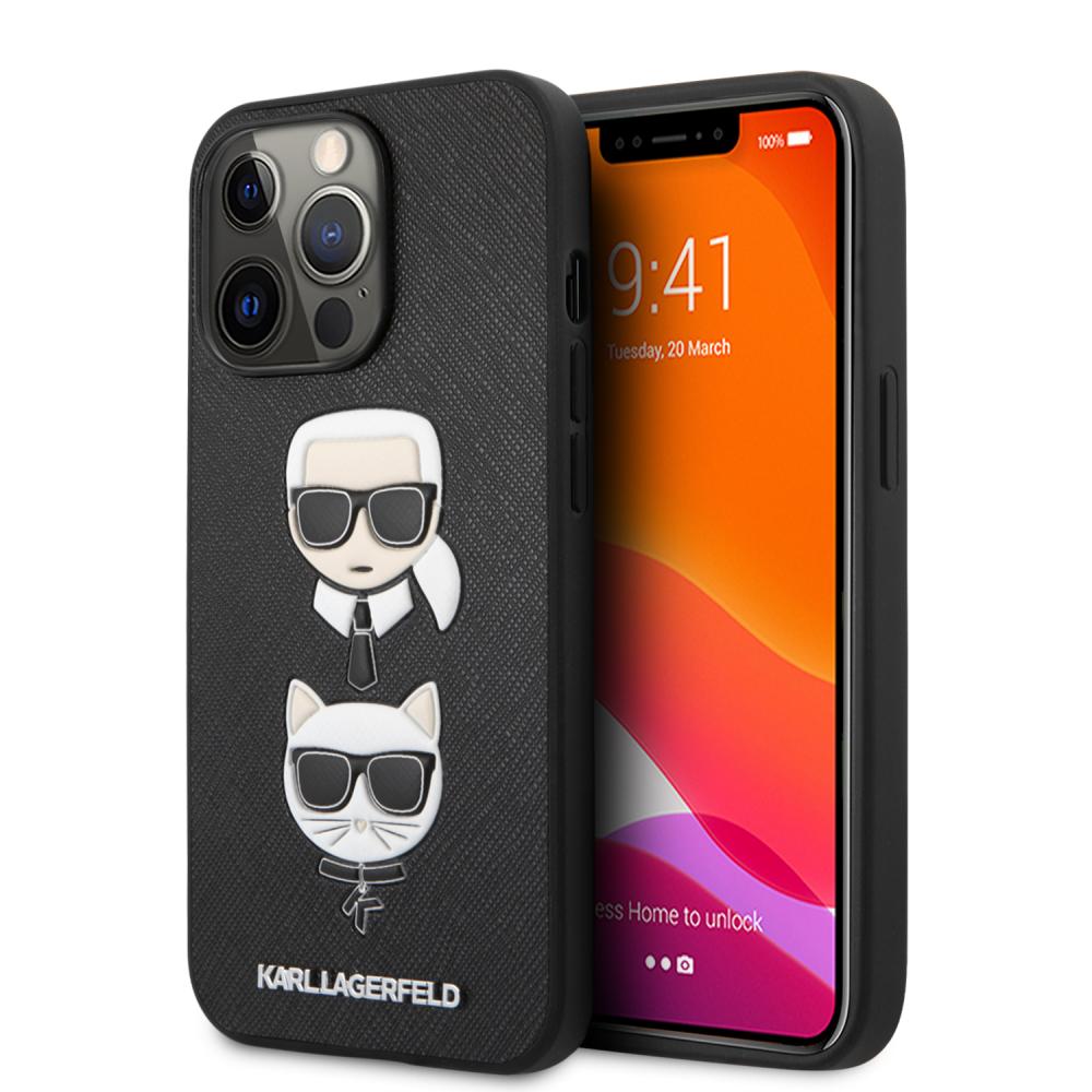 Karl Lagerfeld iPhone 13 Pro Skal Karl & Choupette PU Saffiano Svart