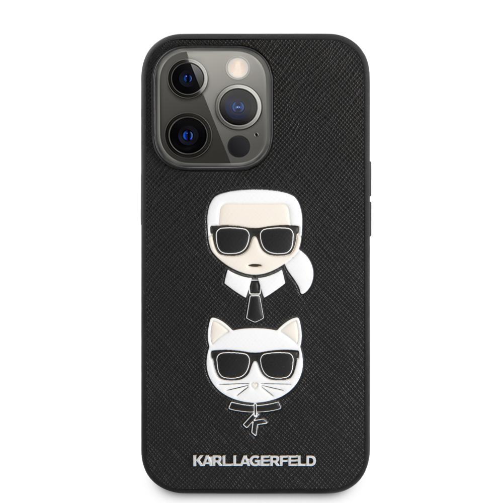 Karl Lagerfeld iPhone 13 Pro Skal Karl & Choupette PU Saffiano Svart