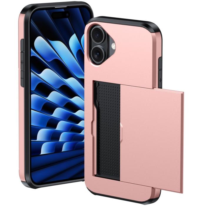 Bild 2, iPhone 16 Skal Hybrid Med Kortfack Mörk Blå
