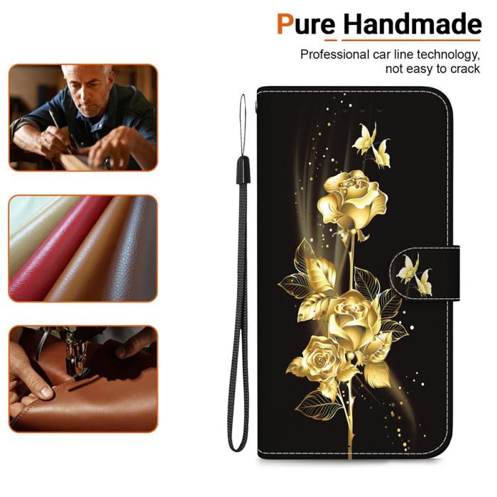 Bild 5, Samsung Galaxy A27 5G Fodral Läder Blommor Guld