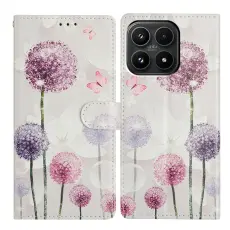 Xiaomi 17 Fodral L&auml;der Maskrosor Rosa/Lila