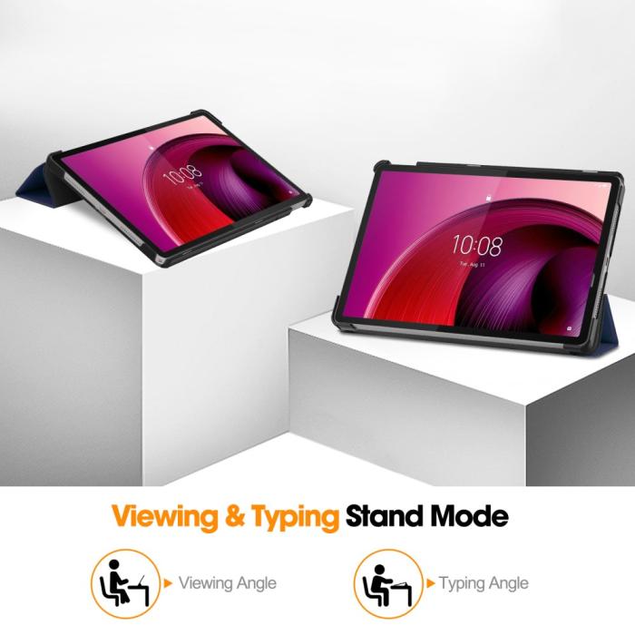 Bild 4, Lenovo Tab M11 Fodral Tri-Fold Läder Mörk Blå