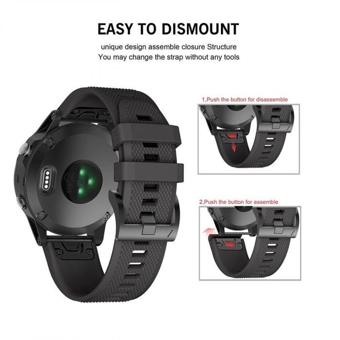 Bild 3, Tech-Protect Garmin Fenix 5/6/6 Pro/7 Armband Smooth Svart