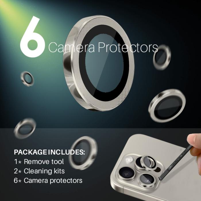 Bild 3, NORTHJO iPhone 14 Pro/Pro Max/15 Pro/Pro Max Linsskydd 2-PACK Champagne