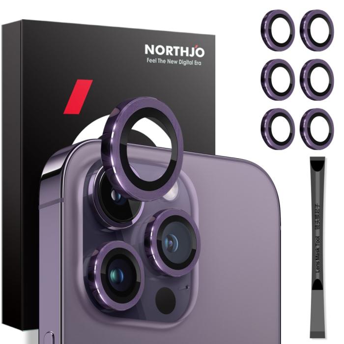 Bild 1, NORTHJO iPhone 14 Pro/Pro Max/15 Pro/Pro Max Linsskydd 2-PACK Lila