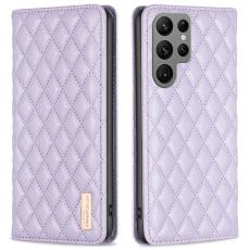 BINFEN Galaxy S25 Ultra Fodral Flip Diamond L&auml;der Lila