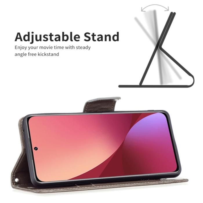 Bild 3, Xiaomi 12 Fodral Tryck Butterfly Grå