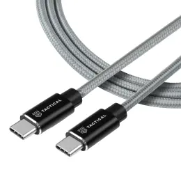 Tactical 30cm 100W 5A USB-C/USB-C Laddkabel Nylon Grå