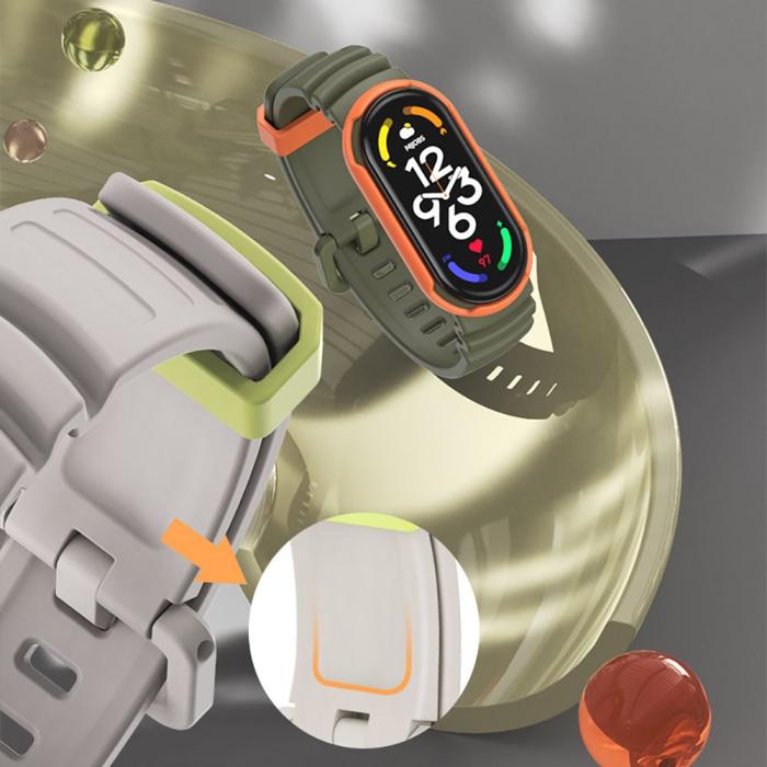 Bild 6, Tech-Protect Xiaomi Mi Smart Band 5/6/7 Armband Hybrid Grön/Orange