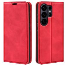 Samsung Galaxy S26 Ultra Fodral Flip Skin Touch L&auml;der R&ouml;d