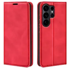 Samsung Galaxy S26 Ultra Fodral Flip Skin Touch L&auml;der R&ouml;d