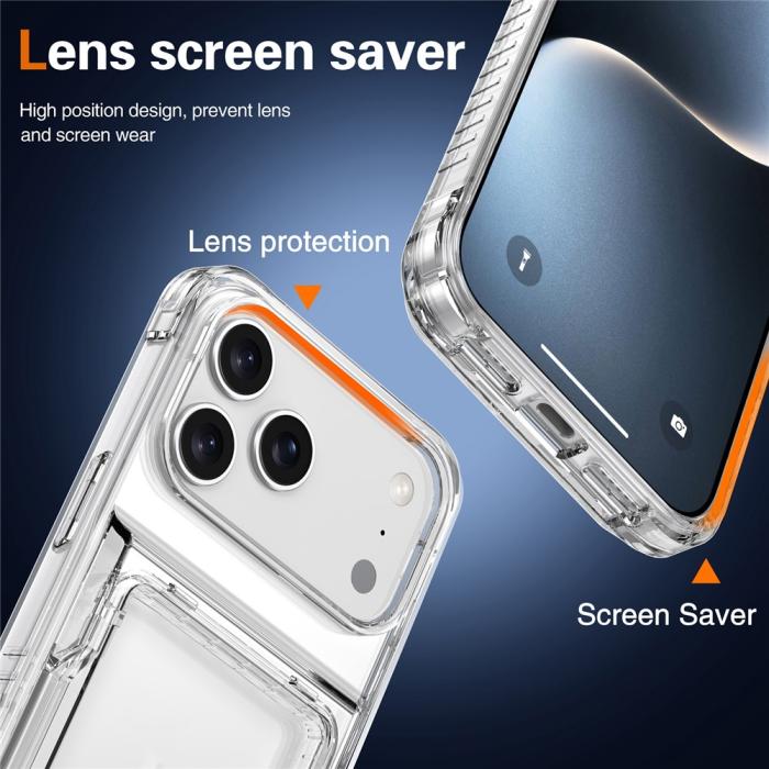 Bild 6, iPhone 17 Pro Max Skal Kickstand Med Kortfack Transparent