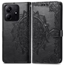 Xiaomi Redmi Note 14 5G Fodral L&auml;der Mandala Tryck Svart