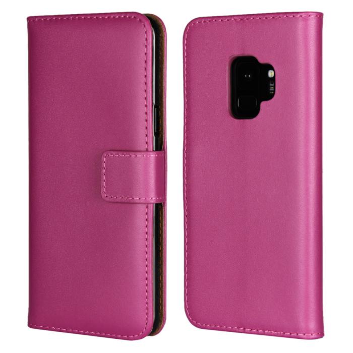 Bild 1, Samsung Galaxy S9 - Plånboksfodral I Äkta Läder - Rosa