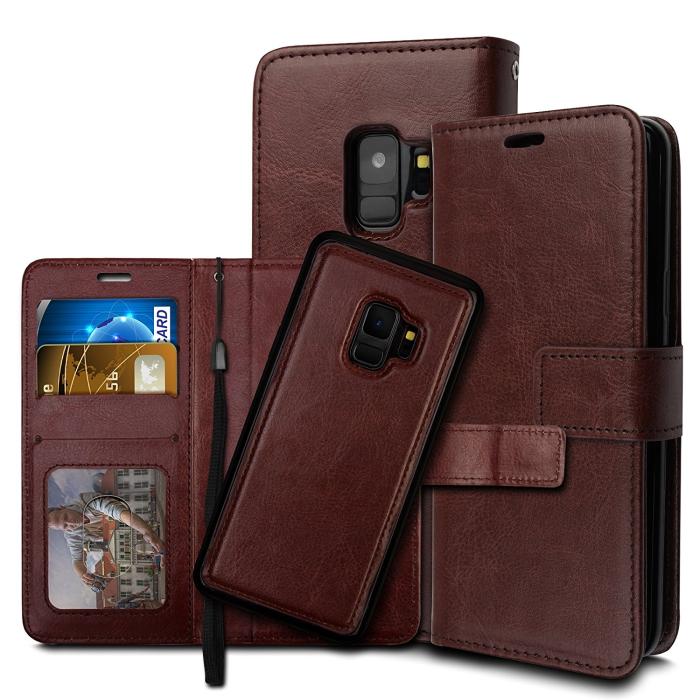 Bild 1, Samsung S9 - Fodral / Magnet Skal 2 in 1 - Brun