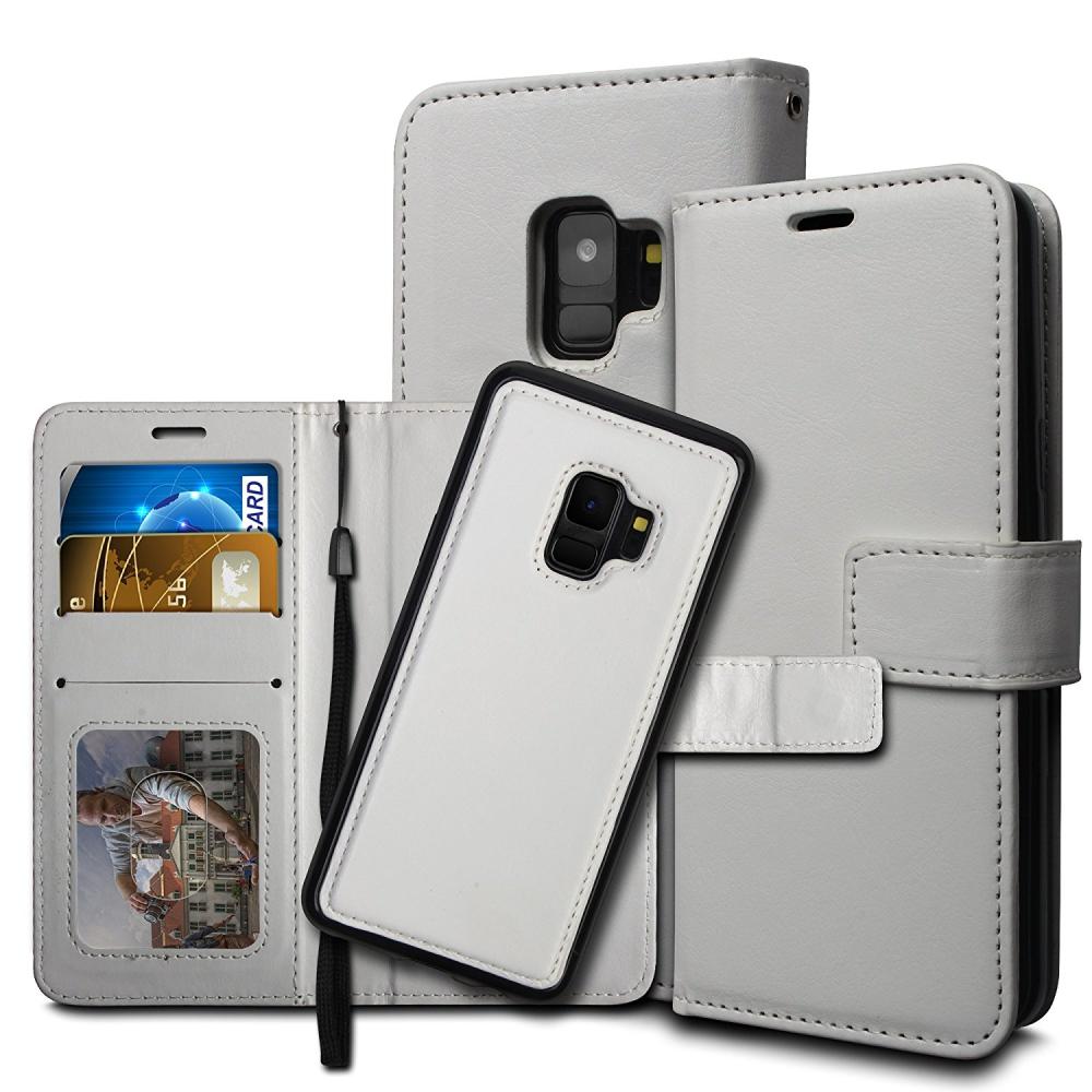 Samsung S9 Plus - Plånboksfodral / Magnet Skal 2 in 1 - Vit