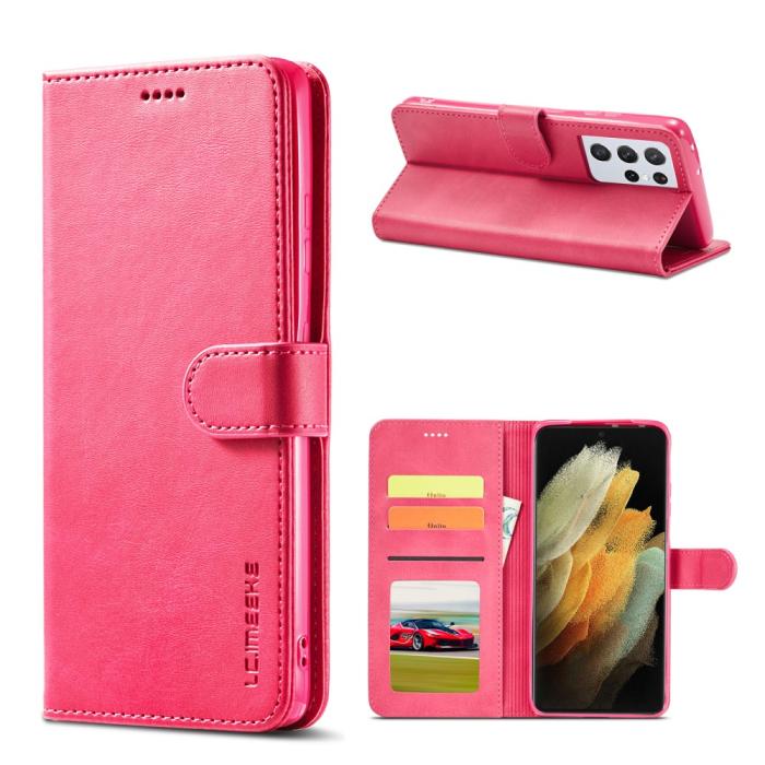 Bild 1, Samsung Galaxy S21 Ultra - LC.IMEEKE Läder Fodral - Rosa
