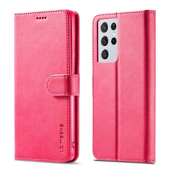 Bild 4, Samsung Galaxy S21 Ultra - LC.IMEEKE Läder Fodral - Rosa