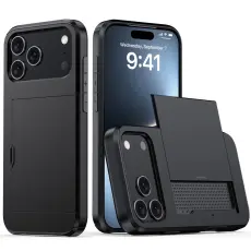 iPhone 17 Pro Skal Hybrid Med Kortfack Svart