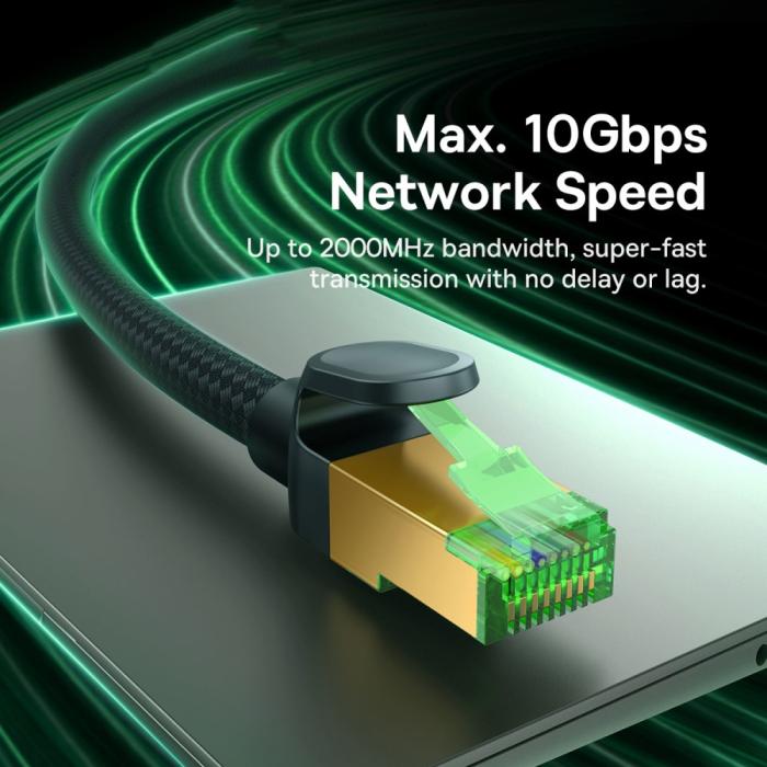 Bild 3, BASEUS 5 m Cat8 40Gbps RJ45 Nätverkskabel Svart
