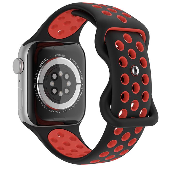 Bild 1, Sportarmband Dual-Color Apple Watch 42/44/45/49 mm (M/L) Svart/Röd