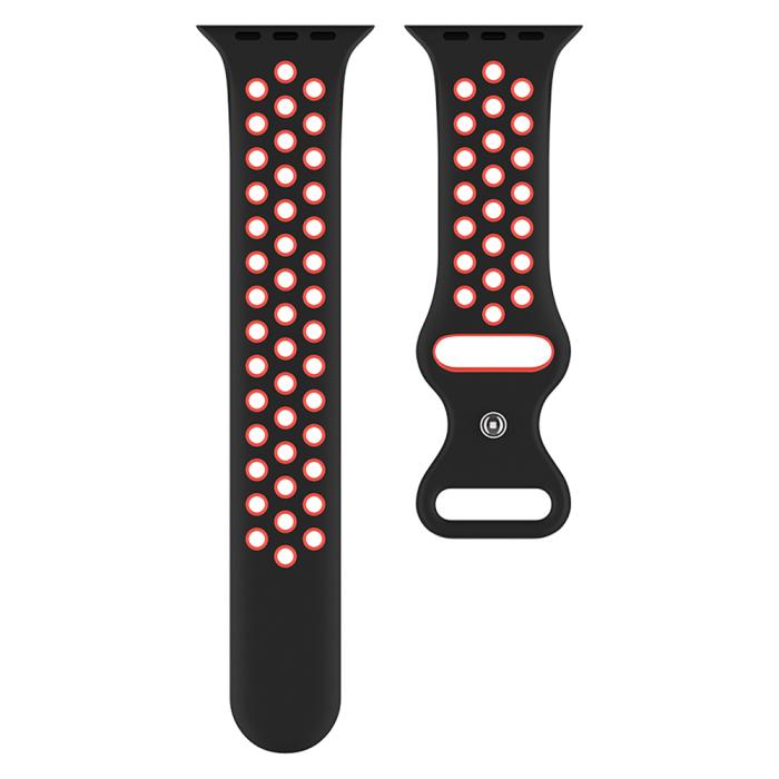 Bild 3, Sportarmband Dual-Color Apple Watch 42/44/45/49 mm (M/L) Svart/Röd