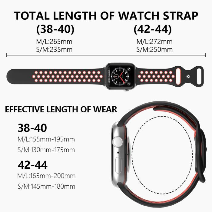 Bild 4, Sportarmband Dual-Color Apple Watch 42/44/45/49 mm (M/L) Svart/Röd