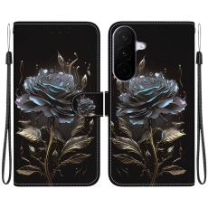 Samsung Galaxy A27 5G Fodral L&auml;der Blomma Svart