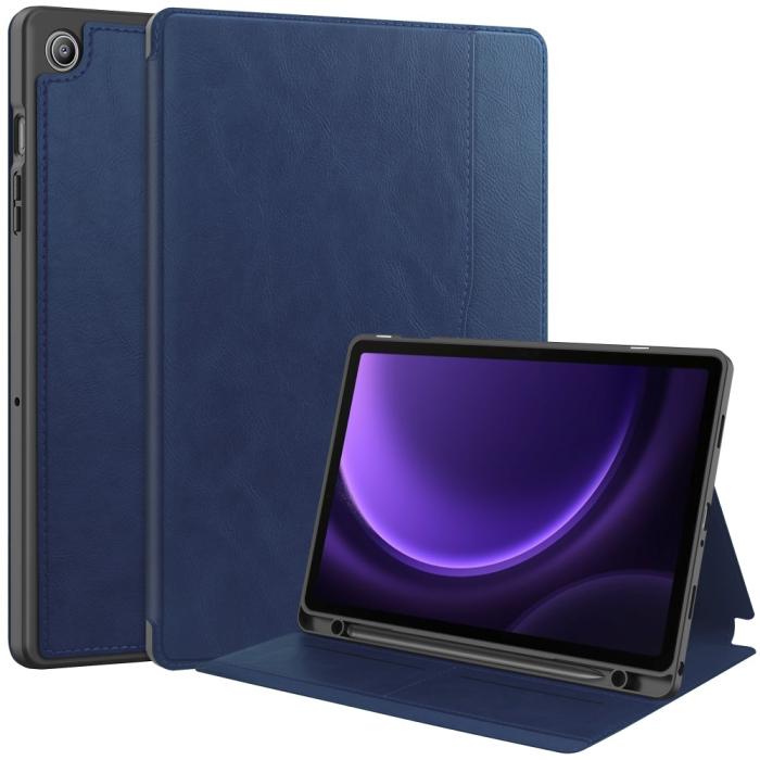 Bild 1, Galaxy Tab S9 FE Fodral Business Läder Pennhållare Blå