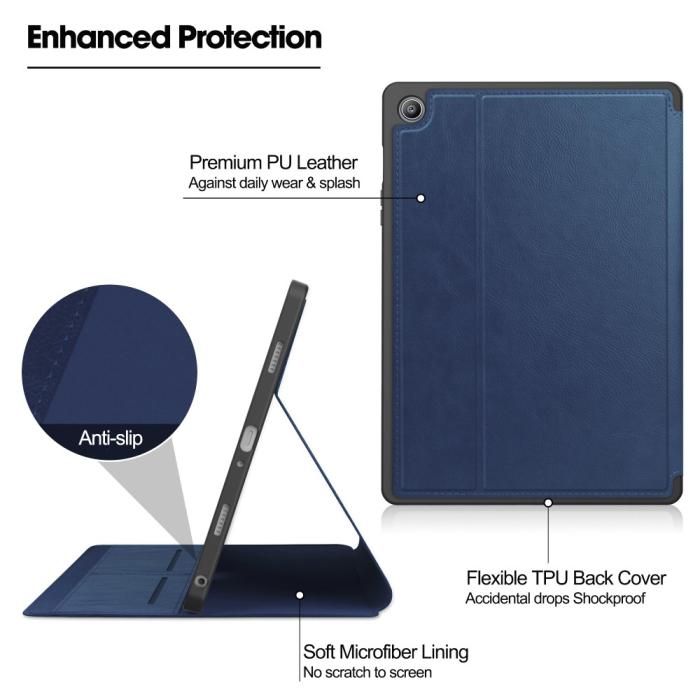 Bild 4, Galaxy Tab S9 FE Fodral Business Läder Pennhållare Blå