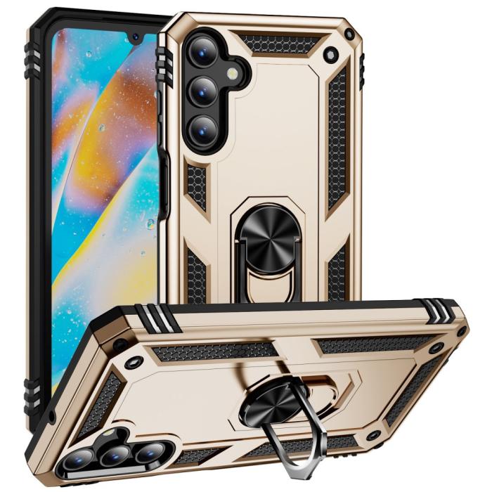 Bild 1, Samsung Galaxy A15 5G Skal Armor Ring Hybrid Guld