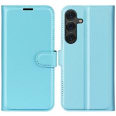 Samsung Galaxy S25 Fodral Litchi L&auml;der Bl&aring;
