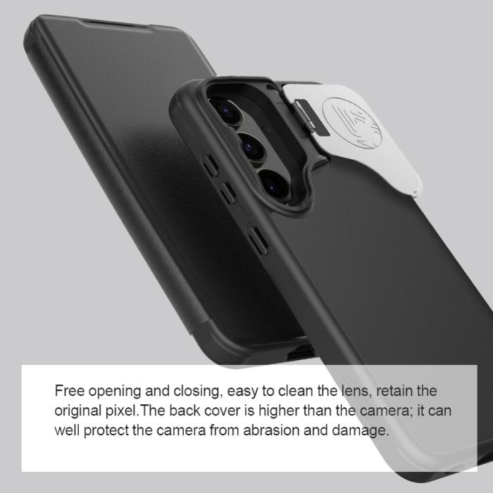 Bild 2, NILLKIN Galaxy S24 Plus Fodral Qin Läder Cam Kickstand Svart
