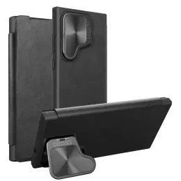 NILLKIN Galaxy S24 Plus Fodral Qin Läder Cam Kickstand Svart