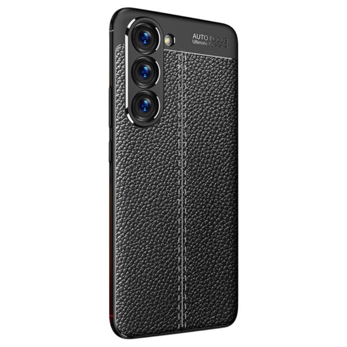 Bild 2, Samsung Galaxy S23 Plus Skal Litchi Textur Svart