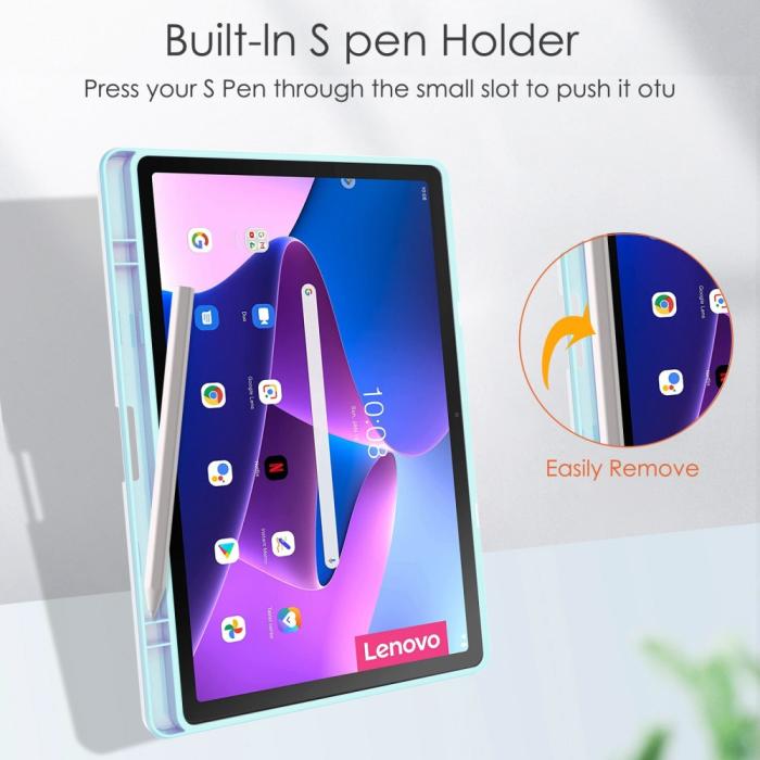Bild 3, Lenovo Tab M10 Plus Gen 3 Fodral Tri-Fold Hybrid Ljus Blå