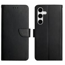 Samsung Galaxy S25 FE Fodral &Auml;kta L&auml;der Svart