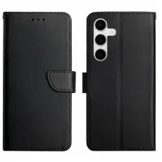 Samsung Galaxy S25 FE Fodral &Auml;kta L&auml;der Svart