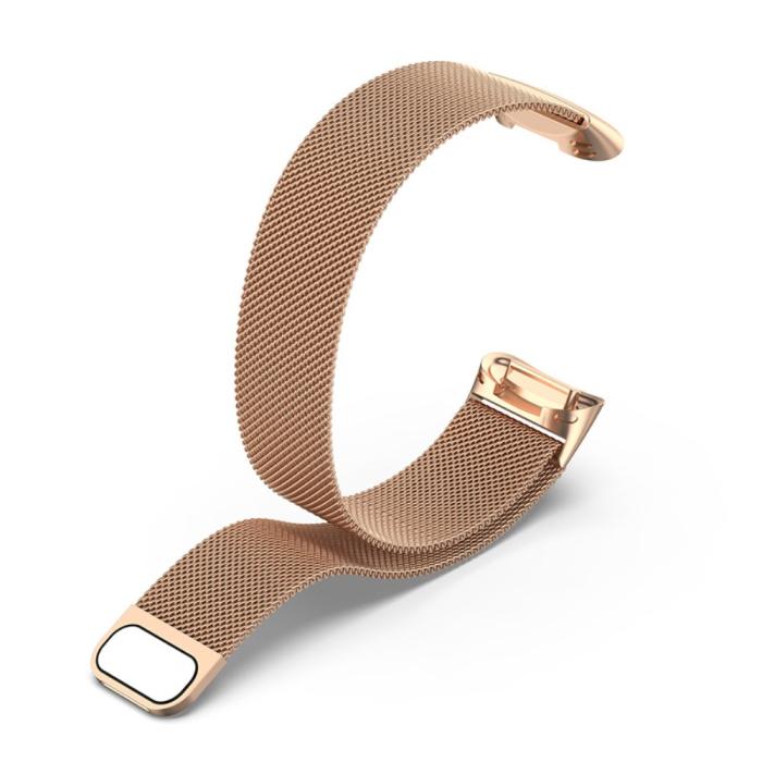 Bild 2, Fitbit Charge 6 / 5 Metall Armband Milanese Loop Roséguld
