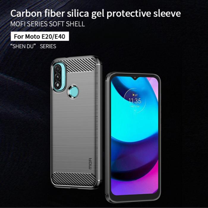 Bild 4, MOFI Motorola Moto E20 / E40 Skal Borstad Stål Textur Grå