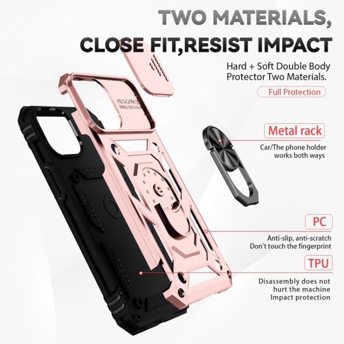 Bild 2, iPhone 14 Skal Ring Armor Med CamShield Roséguld