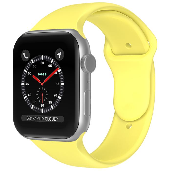 Bild 2, Apple Watch 42/44/45/49 mm Silikon Armband (M/L) Gul